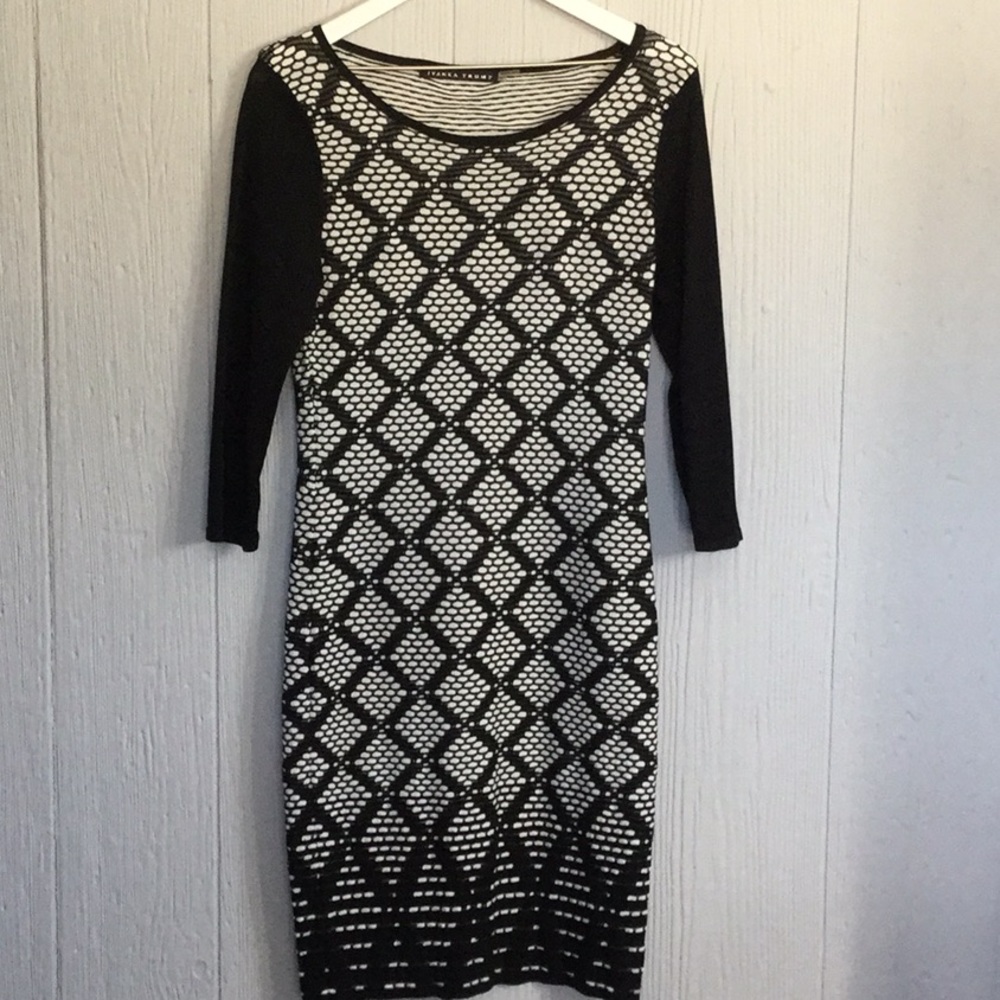 Ivanka Trump Black & White Fitted Knit Dress - Picture 5 of 7